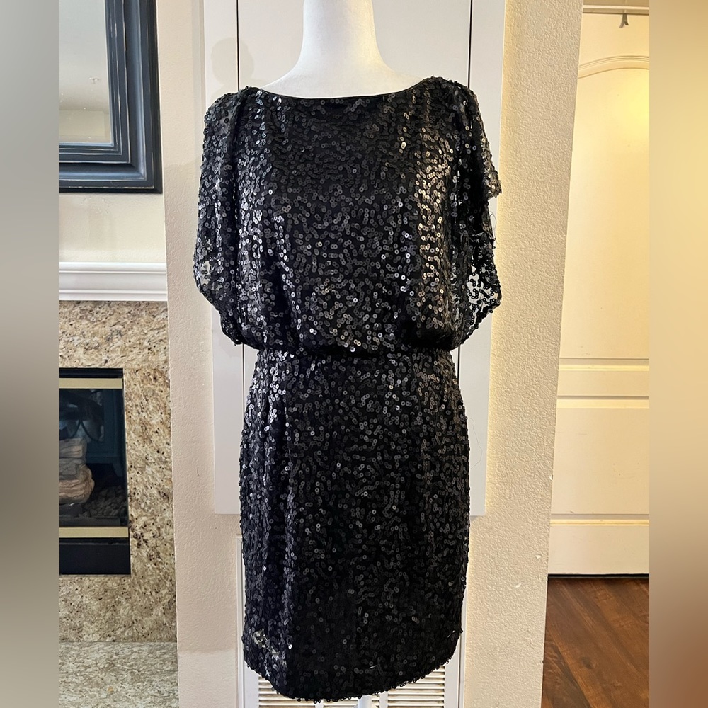 Jessica Simpson cocktail dress in black matte sequins size 10